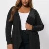 YOURS Curve Cardigan Cascade Côtelé Noir -Evans Boutique 462d2cf6 2634 4c 322854 A