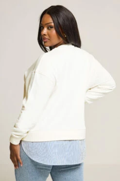 YOURS Curve Sweat-shirt 2 En 1 Crème « Monaco » -Evans Boutique 46d7b500 e44f 4a 126689 C