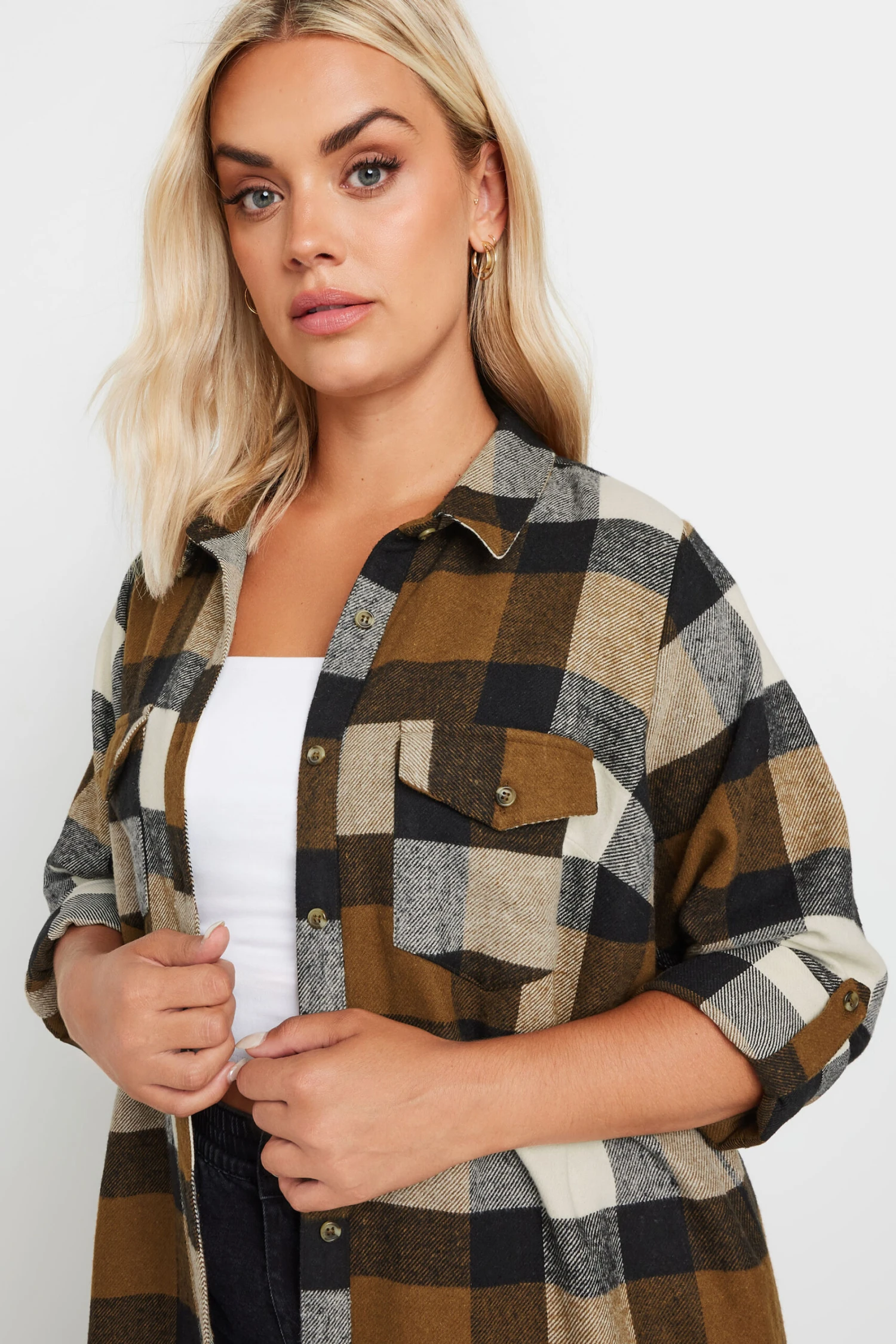 YOURS - Chemisier Marron Maxi à Carreaux 8 YOURS - Chemisier Marron Maxi à Carreaux – Image 6