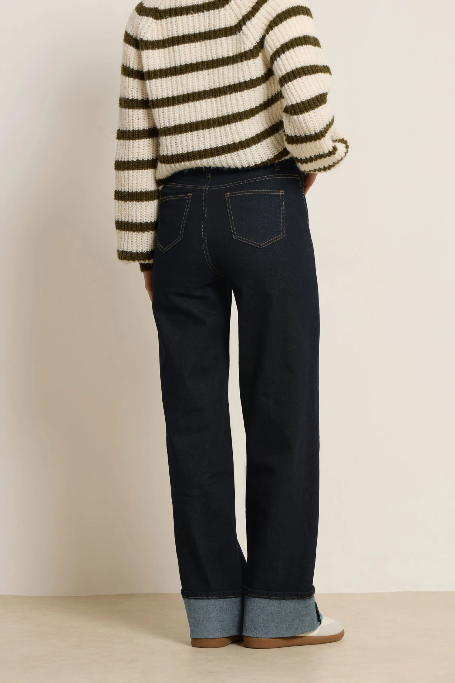 LTS Tall Dark Blue Turn Up Wide Leg Jeans 6 LTS Tall Dark Blue Turn Up Wide Leg Jeans – Image 4