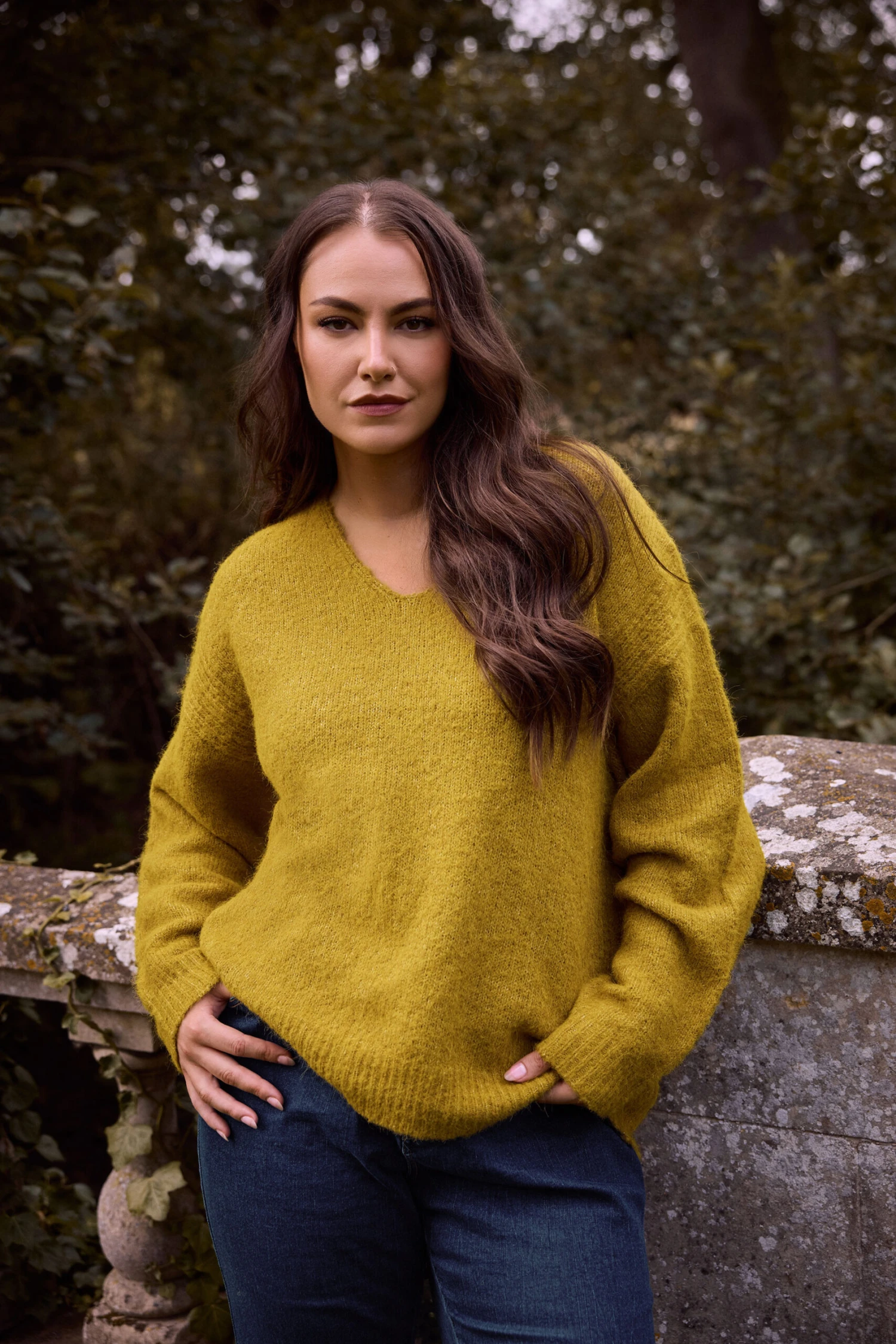 EVANS Curve Green Knitted V-Neck Jumper 3 EVANS Curve Green Knitted V-Neck Jumper