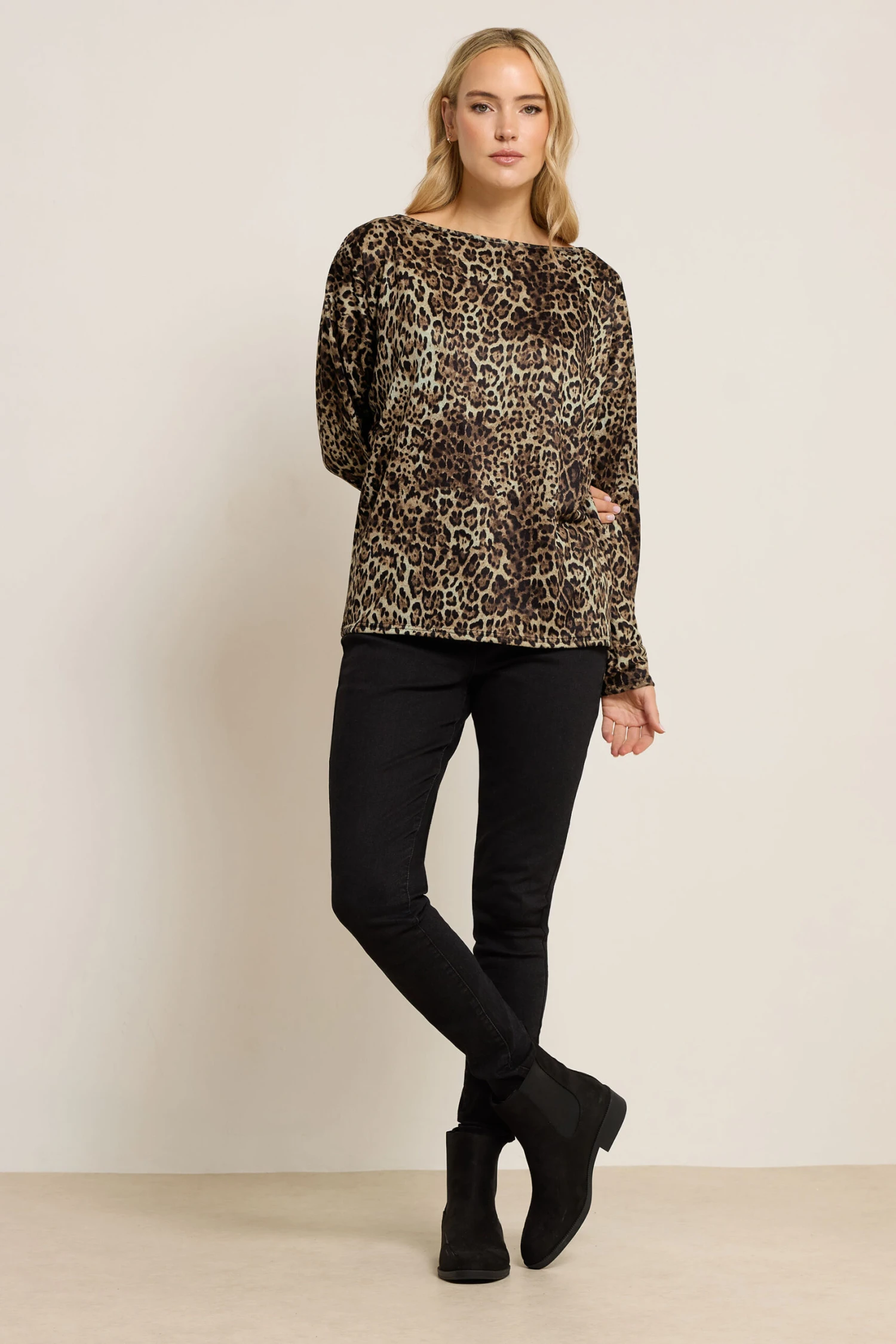 LTS Tall Brown Animal Print Batwing Top 4 LTS Tall Brown Animal Print Batwing Top – Image 2