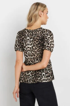 LTS Tall Beige Brown Leopard Print Tie Front Top 9 LTS Tall Beige Brown Leopard Print Tie Front Top -Evans Boutique 48256098 6434 4a 355413 C