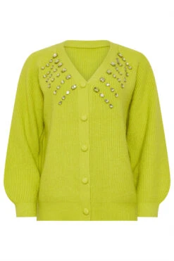 STAR Lime Green Gem Embellished Cardigan -Evans Boutique 48819d1f f124 45 110600 X
