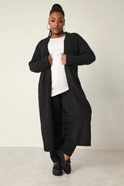 YOURS - Cardigan Noir Maxi En Maille