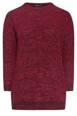 YOURS - Pull Bordeaux Texturé En Maille -Evans Boutique 48e83230 0508 4a 280366 X