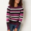 M&Co Berry Purple Stripe Crew Neck Jumper 1 M&Co Berry Purple Stripe Crew Neck Jumper -Evans Boutique 48ffad84 677f 4e 502475 A
