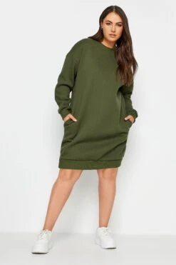 YOURS - Robe-Sweatshirt Verte Kaki Marine En Jersey -Evans Boutique 4924c49b c8ca 4a 126508 A