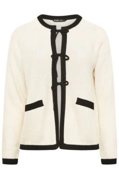 YOURS - Cardigan Blanc Contrasté Bordure Noire En Maille -Evans Boutique 49b4893d 4ee6 4e 280511 X