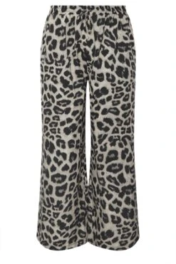 YOURS - Pantalon Gris Design Léopard Coupe Wide Leg -Evans Boutique 49f4e986 0b6a 49 143964 X