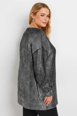 YOURS - Pull En Maille Noir & Gris Métallique Manches Longues 13 YOURS - Pull En Maille Noir & Gris Métallique Manches Longues -Evans Boutique 4a36b78e ac87 42 280422 D