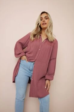 YOURS - Chemisier Rose Long Crochet Floral