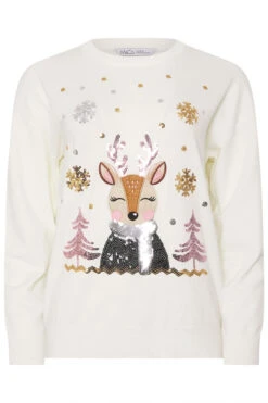 M&Co Ivory White Sequin Reindeer Christmas Jumper 13 M&Co Ivory White Sequin Reindeer Christmas Jumper -Evans Boutique 4a720d0a 59e9 47 502484 X