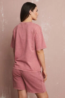 LTS Tall Pink Acid Wash Short Sleeve Sweat T-Shirt -Evans Boutique 4a90922c c74c 41 355661 C