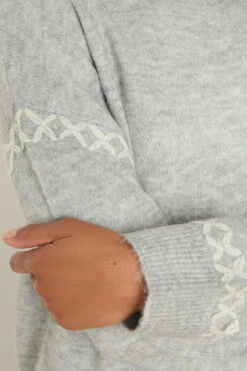 M&Co Grey Contrast Blanket Stitch Jumper -Evans Boutique 4a9a3711 2216 44 502444 D