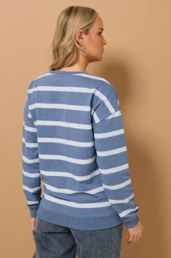 LTS Tall Light Blue Stripe Print Crew Neck Sweatshirt -Evans Boutique 4aa39a24 7e1d 4f 355665 C