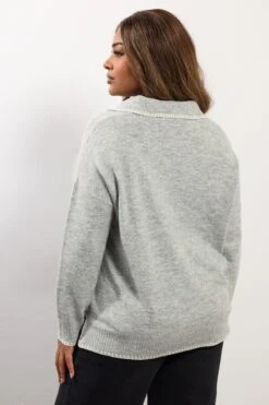Pull à Col En Point De Couverture Gris YOURS Curve 9 Pull à Col En Point De Couverture Gris YOURS Curve -Evans Boutique 4aa3c989 afca 48 280644 C