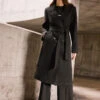 M&Co Black Button Up Wrap Coat