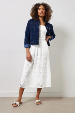 M&Co White Cotton Broderie Midi Skirt -Evans Boutique 4aef244c 0813 49 502363 B