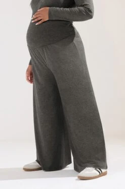 BUMP IT UP MATERNITY - Pantalon Wide Leg Gris Charbonneux