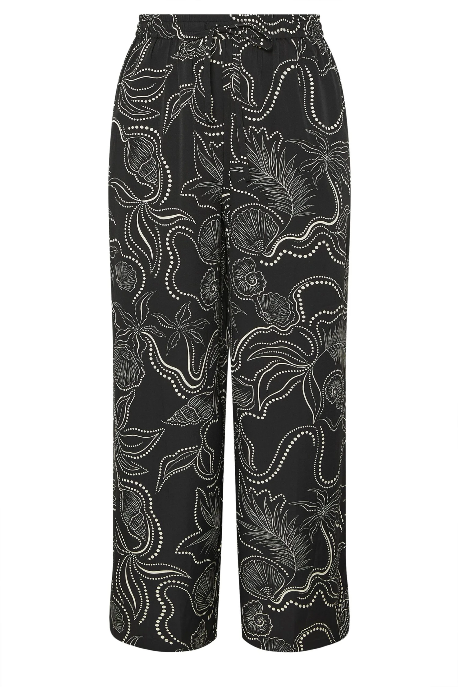 YOURS Curve Pantalon Large Noir à Imprimé Coquillages 7 YOURS Curve Pantalon Large Noir à Imprimé Coquillages – Image 5