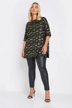 YOURS - Top Noir & Doré Texturé Alluminium 8 YOURS - Top Noir & Doré Texturé Alluminium -Evans Boutique 4b4c78f3 0170 4a 303664 B