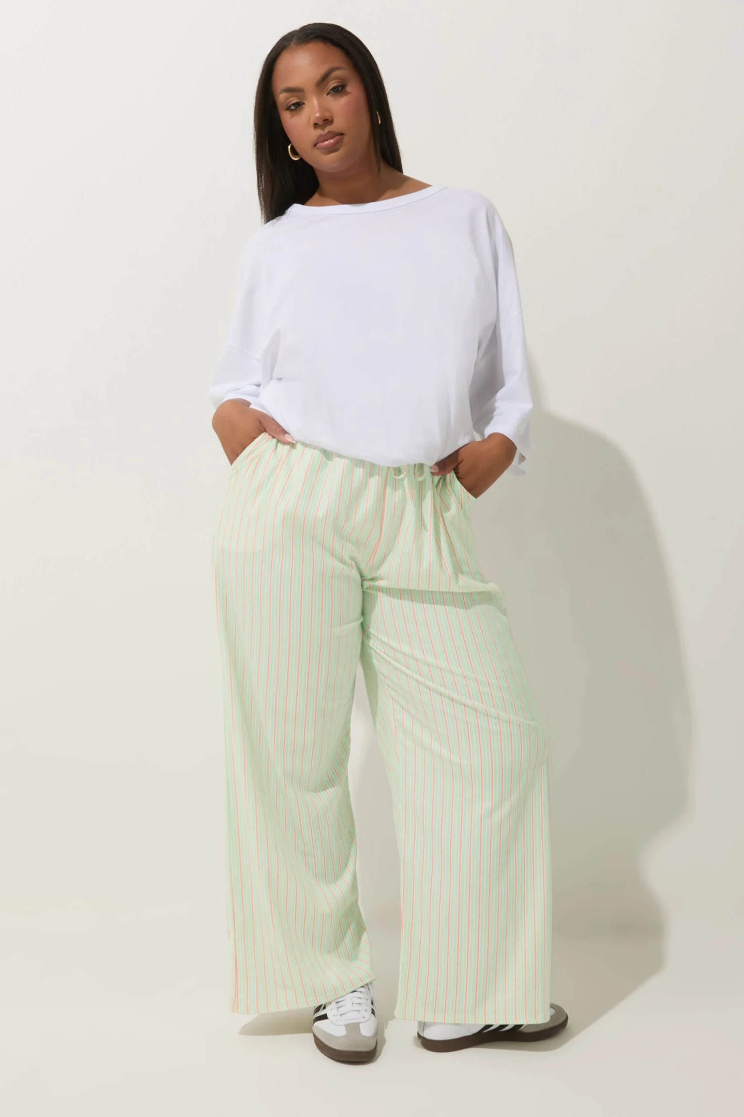 LIMITED COLLECTION - Pantalon Wide Leg Vert Menthe Rayures Rose 3 LIMITED COLLECTION - Pantalon Wide Leg Vert Menthe Rayures Rose
