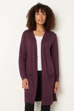 M&Co Berry Purple Longline Cardigan