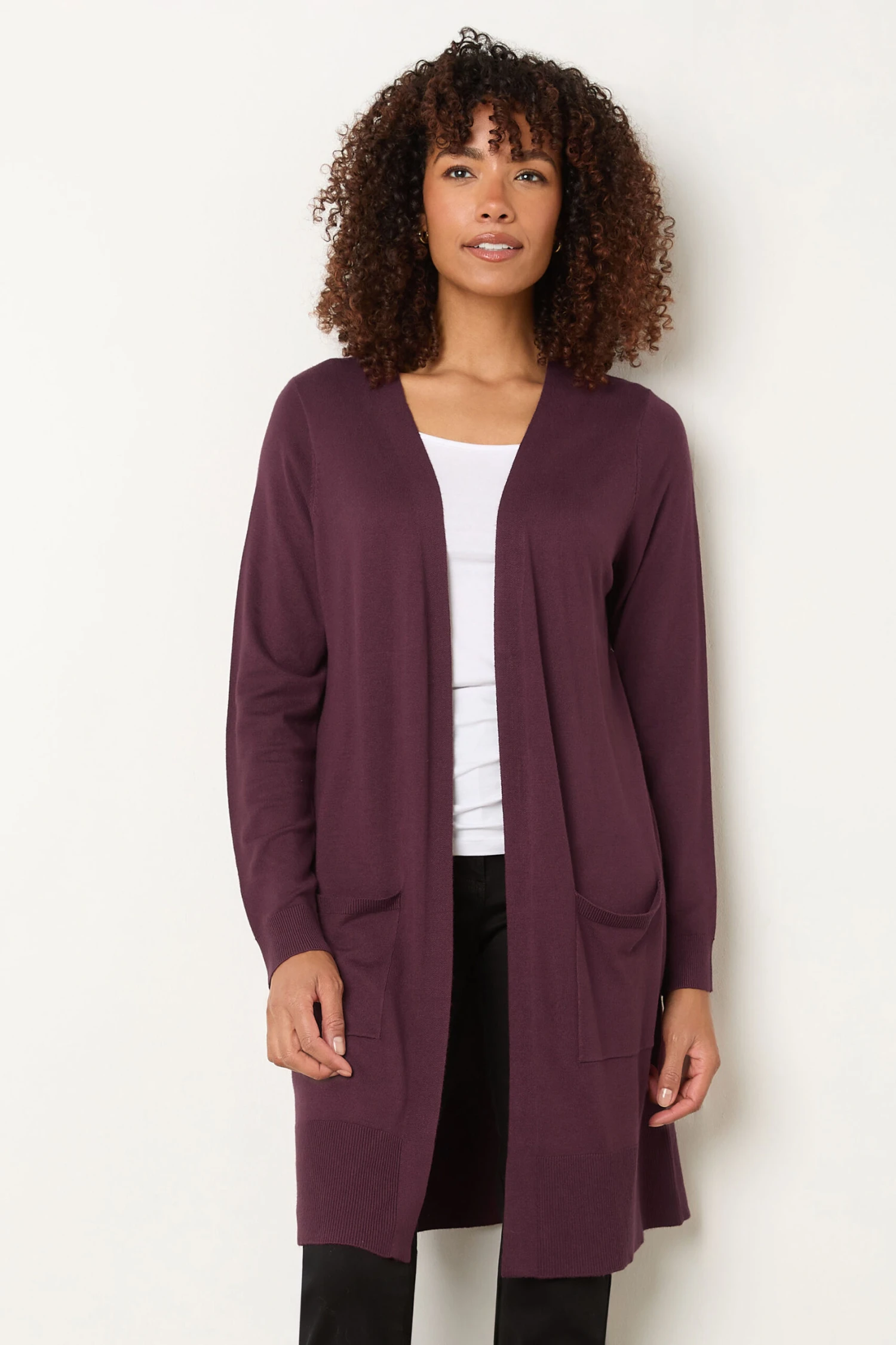 M&Co Berry Purple Longline Cardigan 3 M&Co Berry Purple Longline Cardigan