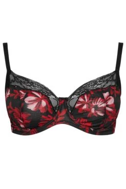 Soutien-gorge à Armatures Non Rembourré à Imprimé Floral Rouge YOURS Curve -Evans Boutique 4cff6d00 142b 4d 147278 X