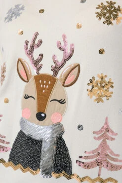 M&Co Ivory White Sequin Reindeer Christmas Jumper 12 M&Co Ivory White Sequin Reindeer Christmas Jumper -Evans Boutique 4d4e28b7 fbfd 4b 502484 D