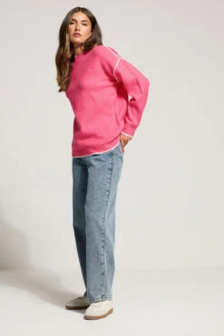 LTS Tall Pink Contrast Piping Jumper 8 LTS Tall Pink Contrast Piping Jumper -Evans Boutique 4d5b8a7d a80c 43 356080 B