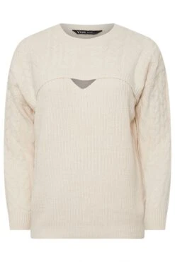 YOURS - Pull Crème En Maille Découpé Manches Longues 11 YOURS - Pull Crème En Maille Découpé Manches Longues -Evans Boutique 4dc918a0 03a4 44 280264 X