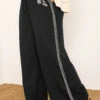 YOURS - Pantalon Wide Leg Noir Brodé En Lin -Evans Boutique 4e05af7a 681c 4a 310116 B