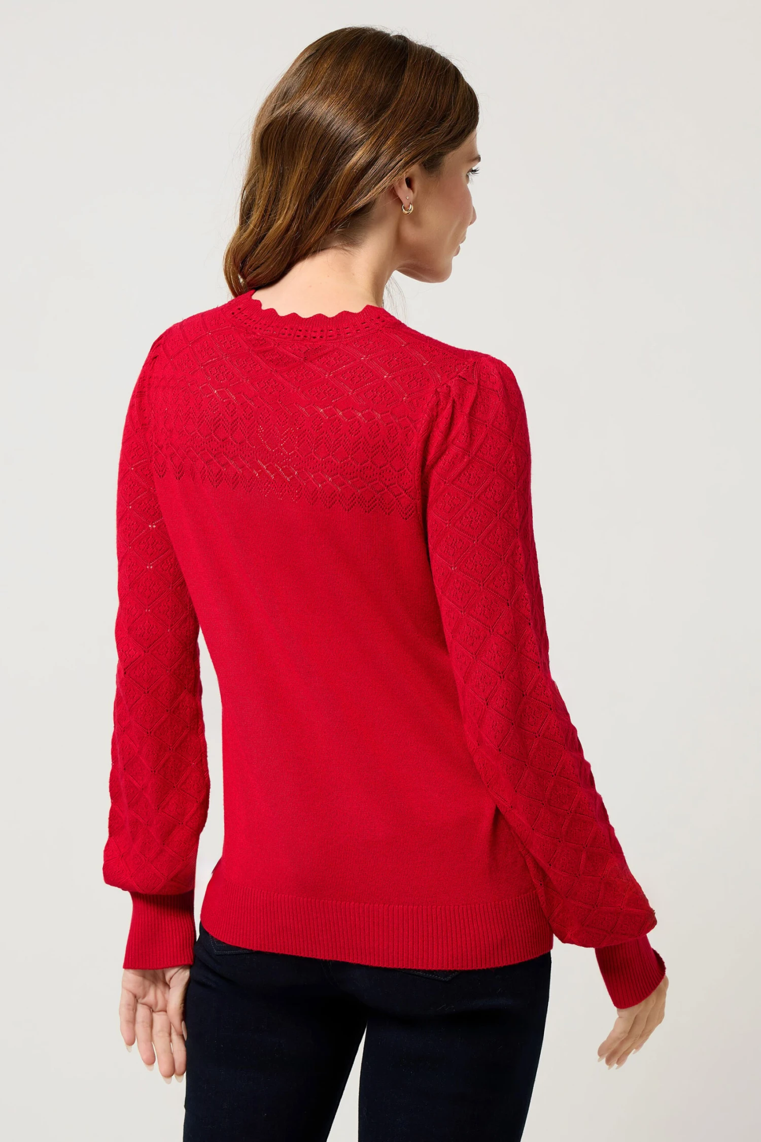 M&Co Red Pointelle Long Sleeve Knitted Jumper 7 M&Co Red Pointelle Long Sleeve Knitted Jumper – Image 5