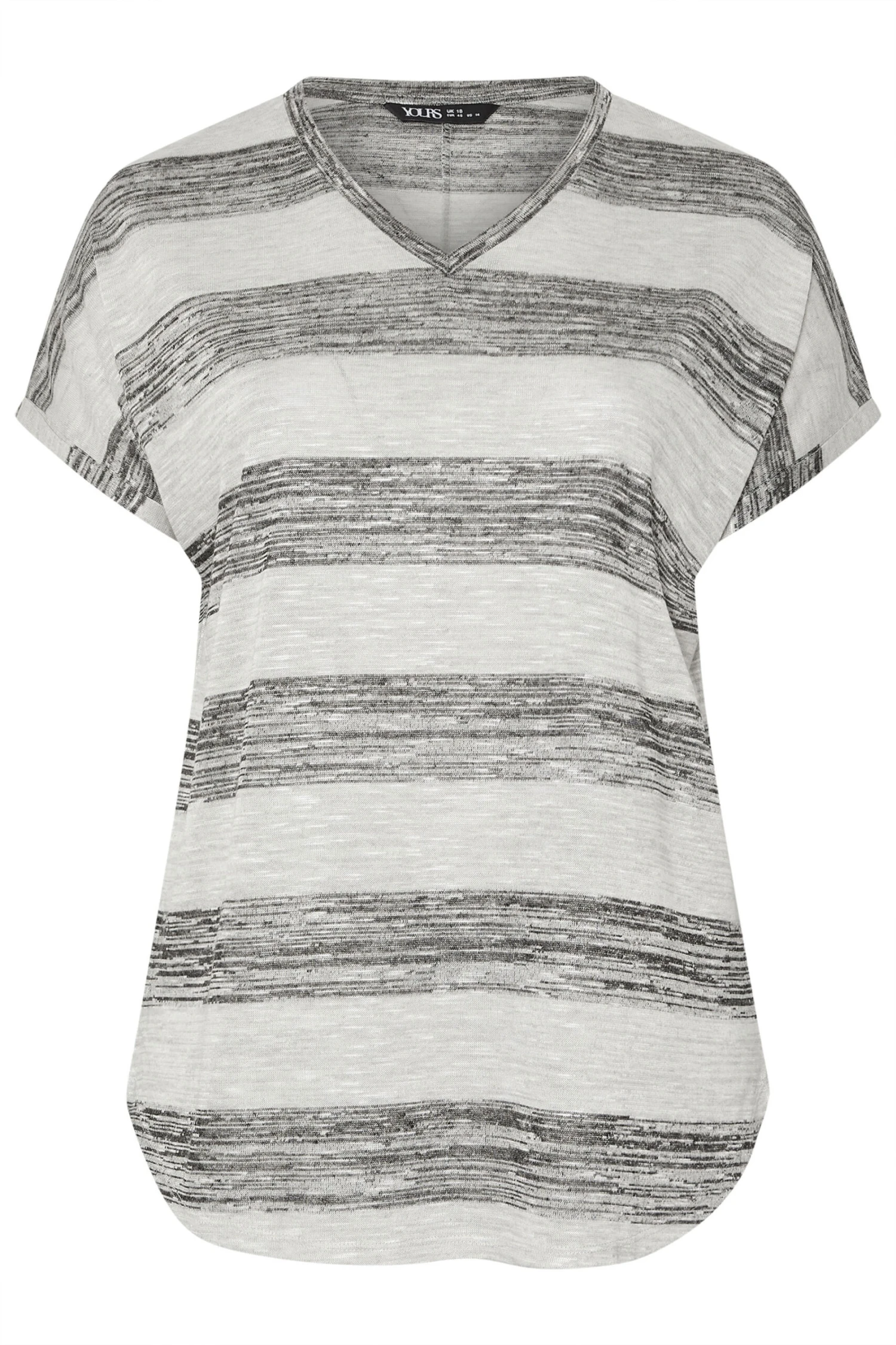 YOURS - Top Gris à Rayures Manches Courtes 8 YOURS - Top Gris à Rayures Manches Courtes – Image 6