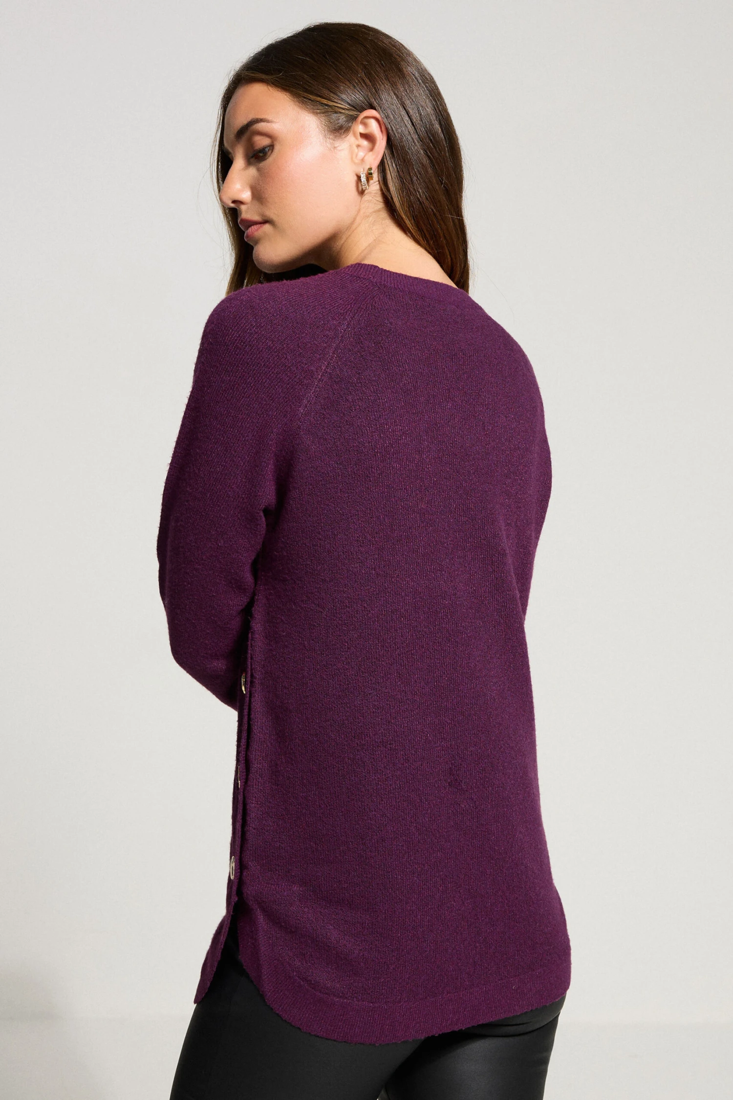 LTS Tall Purple Knitted Button Side Jumper 5 LTS Tall Purple Knitted Button Side Jumper – Image 3