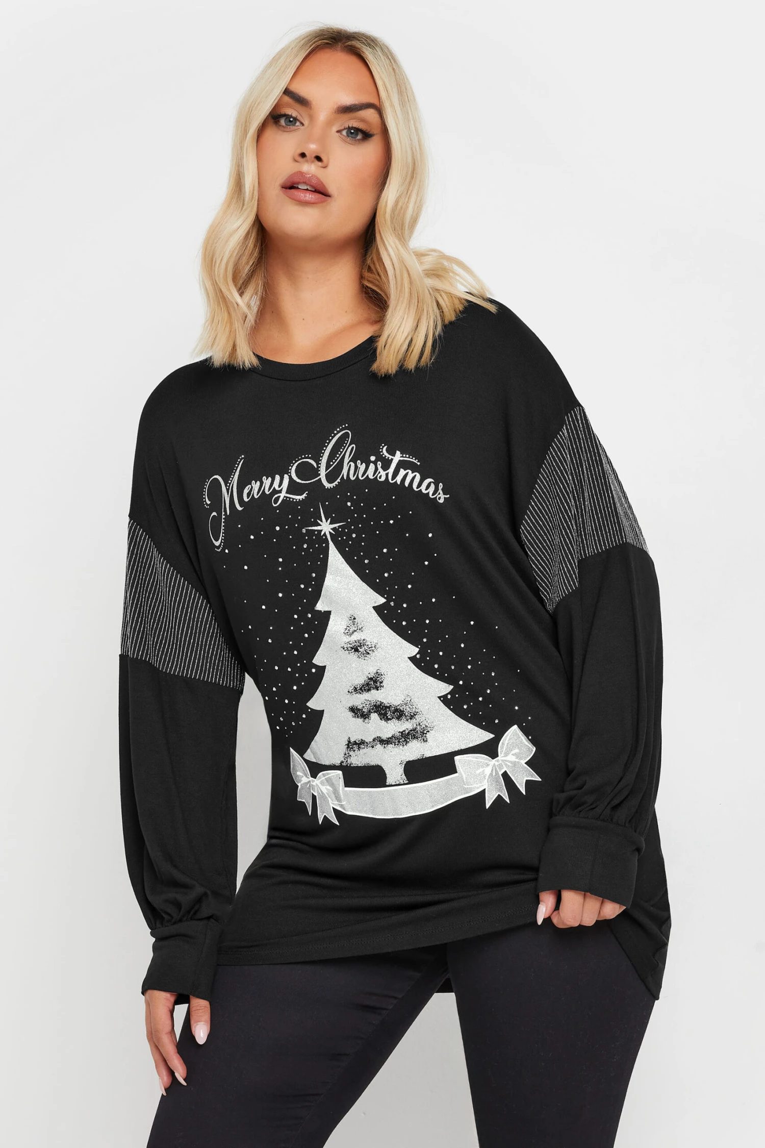 YOURS - Sweatshirt Noir 'Merry Christmas' Sapin De Noël 3 YOURS - Sweatshirt Noir 'Merry Christmas' Sapin De Noël