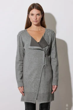 STAR Grey Eyelet Detail Zip Cardigan 16 STAR Grey Eyelet Detail Zip Cardigan -Evans Boutique 4f107c35 169a 44 110610 D