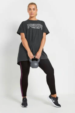 YOURS ACTIVE - Top Gris Charbonneux 'Positive Vibes Only' -Evans Boutique 4f17029d b788 40 500100 B1