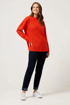 M&Co Orange Funnel Neck Knitted Jumper -Evans Boutique 4f2c8dc0 b29d 42 502429 B