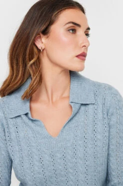 LTS Tall Blue Open Collar Cable Knit Jumper 10 LTS Tall Blue Open Collar Cable Knit Jumper -Evans Boutique 4f4150cf adc3 4b 353889 D