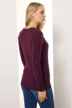LTS Tall Cherry Red Knit V-Neck Jumper -Evans Boutique 4f91ddfa 8de9 44 356123 C