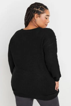 YOURS - Pull En Maille Noir Empiècement Strass -Evans Boutique 4fc2e3f3 e7c3 42 280479 C