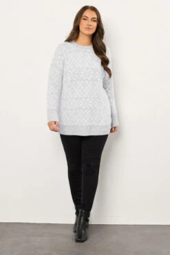 EVANS Curve Grey & White Fairisle Knitted Jumper 10 EVANS Curve Grey & White Fairisle Knitted Jumper -Evans Boutique 4fd76fdc 4b5c 42 616254 C