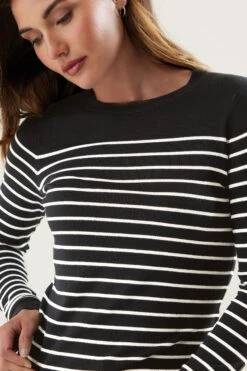 LTS Tall Black Fine Knit Striped Jumper -Evans Boutique 50029aa7 0702 4a 354307 D