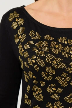 STAR Black Animal Embellished Top 14 STAR Black Animal Embellished Top -Evans Boutique 50236c6c 9066 4b 110873 E