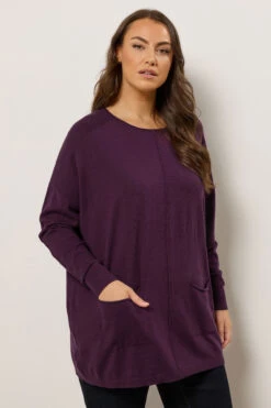 EVANS Curve Purple Soft Touch Front Seam Jumper 11 EVANS Curve Purple Soft Touch Front Seam Jumper -Evans Boutique 5051ccd8 34ee 4c 616096 B