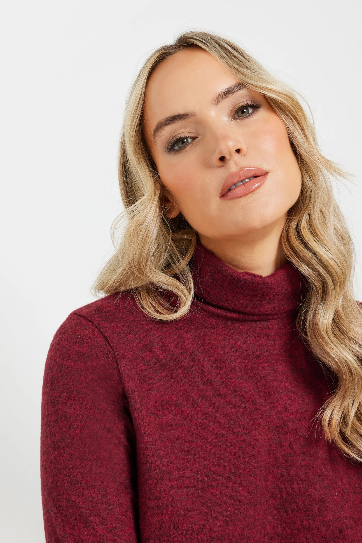 LTS Tall Burgundy Red Soft Touch Roll Neck Top 6 LTS Tall Burgundy Red Soft Touch Roll Neck Top – Image 4