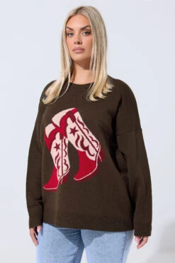 LIMITED COLLECTION Pull En Tricot Marron Style Bottes De Cowboy
